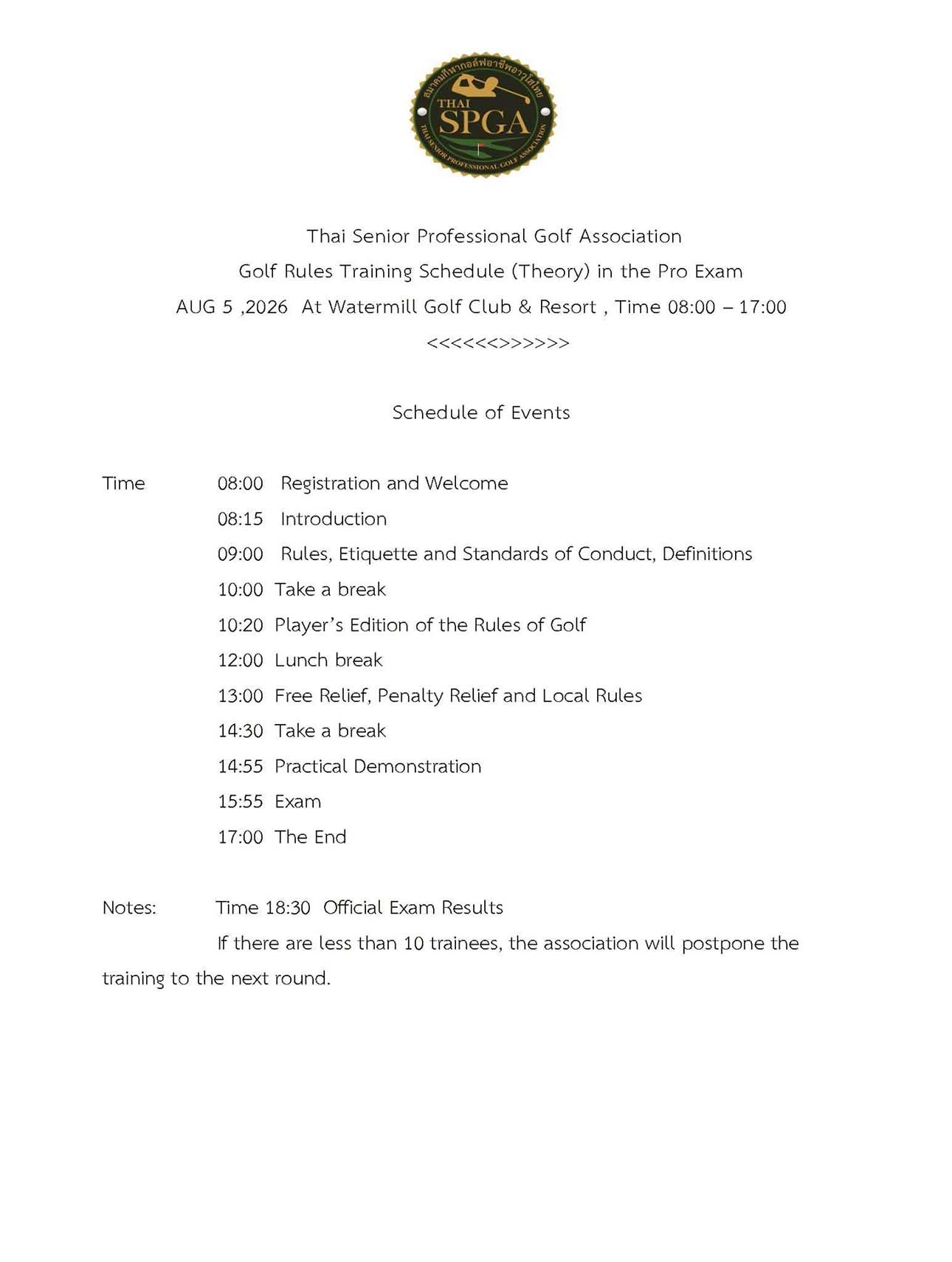 Thai Senior Professional Golf august 2026 08
